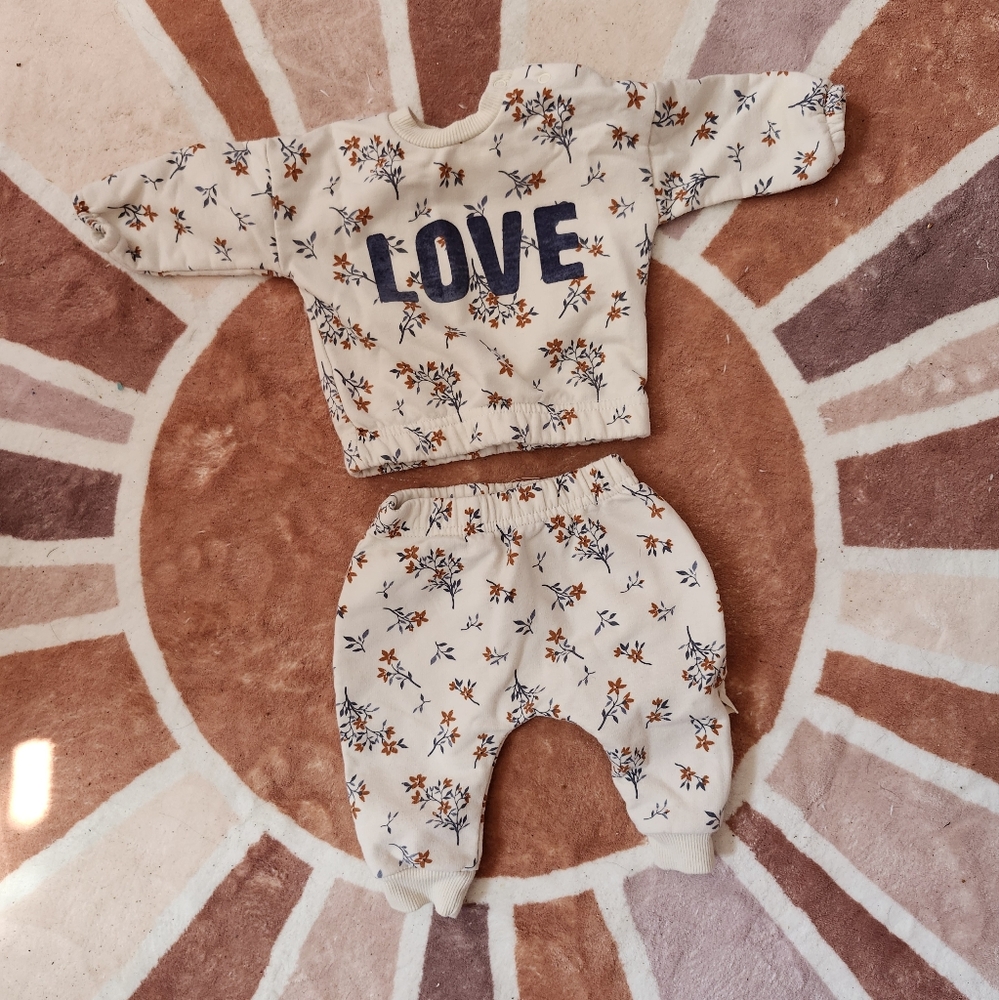 Floral Kids Outfit Set - Cream